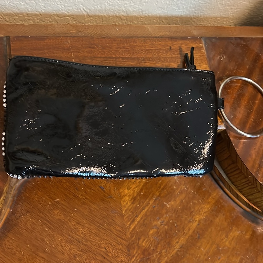 🔥Chic Y2K Black Clutch with Silver Accents crystal rocker silver hoop - Picture 5 of 6